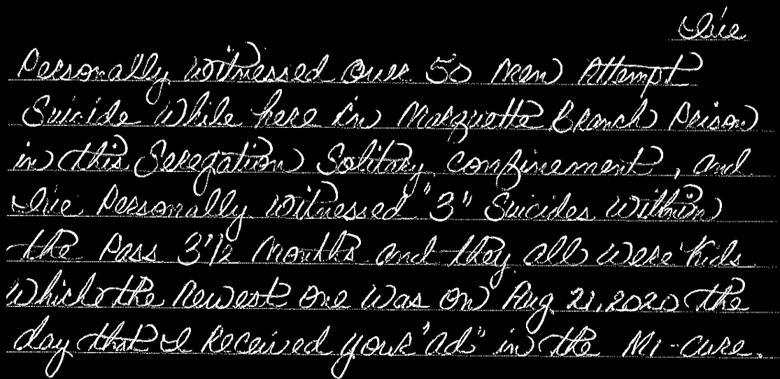 In the MDOC when an inmate is placed within solitary confinement with L.O.P or detention he or she may not receive outside recreation for a month which he or she is placed within a little animal lions cage, which is worst than the “solitary confinement” cell that he left out of. Just having the freedom to choose whether to go to recreation or not contributed to prisoners “mental health” and is very important. We need them to be in optimal health in mind, body, and spirit when they get out.