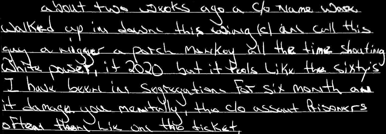 These are the racist people in the States, they lie on you like its a game try to keep prisoners in here way past there out date. The Warden, deputy warden, c/o that all the same, and seg you are treated worse than an animals. They don’t like to work so when it’s time to take a shower they turn the fan on you in the shower with the outside door open in the winter time. Guys are lock down twenty three hours a day on Saturday and Sunday twenty four hours a day.